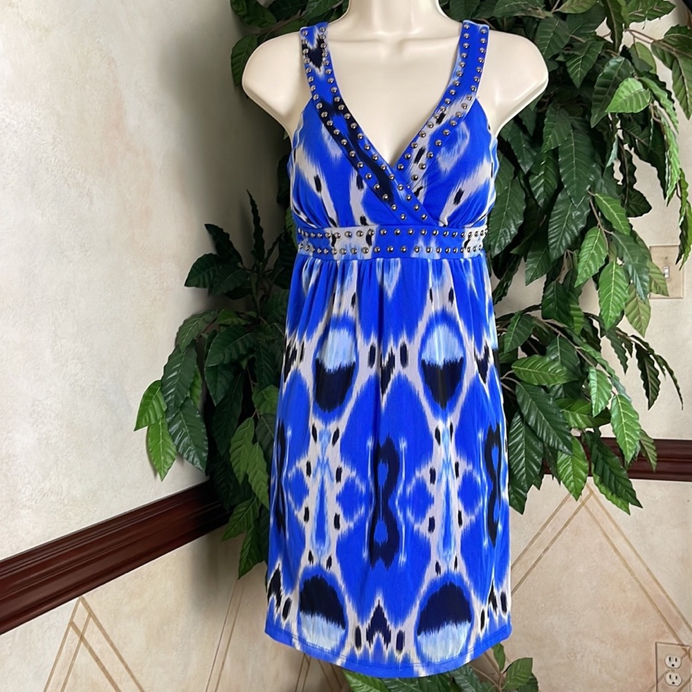 INC PETITE ROYAL BLUE STUDDED DRESS